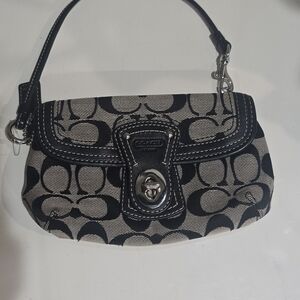 Coach Black and Cream Signature Handbag